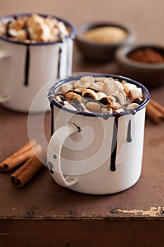 S`mores hot chocolate mini marshmallows cinnamon winter drink