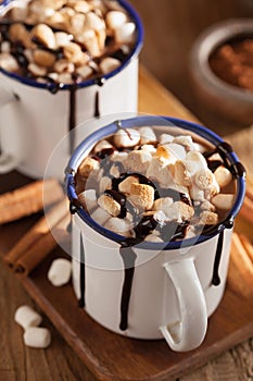 S`mores hot chocolate mini marshmallows cinnamon winter drink