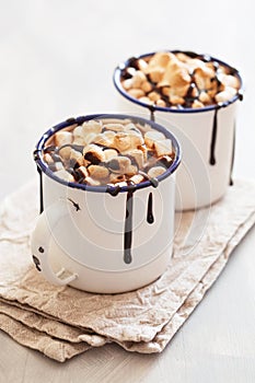 S`mores hot chocolate mini marshmallows cinnamon winter drink