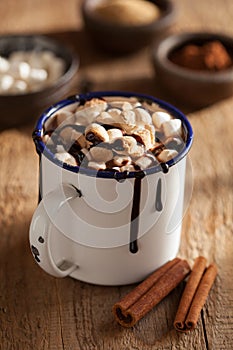 S`mores hot chocolate mini marshmallows cinnamon winter drink