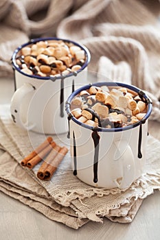 S`mores hot chocolate mini marshmallows cinnamon winter drink