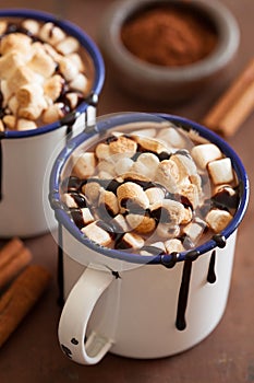 S`mores hot chocolate mini marshmallows cinnamon winter drink