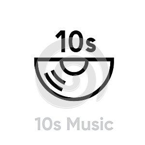10s Music Vinyl icon. Editable line vector.