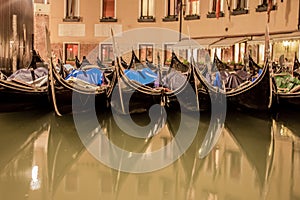 Beautiful scenery streets of Venice at night photo