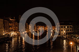 Beautiful scenery streets of Venice at night photo