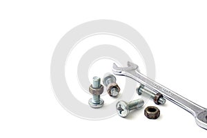 S nuts and bolts on a white