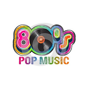 80s pop music vinyl disc. photo