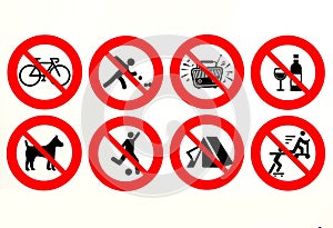 It`s prohibited cycling, playing bowls, loud music, glass materials, soccer, playing, camping, skating and no dogs allowed.