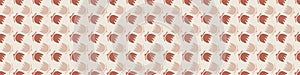 1970s Retro Daisy Blossom Motif Banner Background. Naive Margerite Flower Seamless Border Pattern. Delicate Leaves Hand Drawn photo
