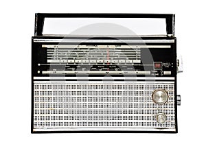 1960s retro radio isolated over white photo