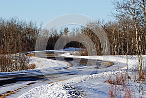S shape road in winter