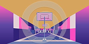 90s style street basketball court neon colors photo