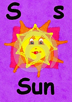 S is for sun. Learn the alphabet and spelling.