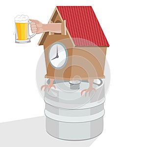 It's time to drink beer.Humorous illustration