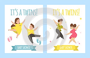 It`s a Twins! Baby Shower Card Invitation Template