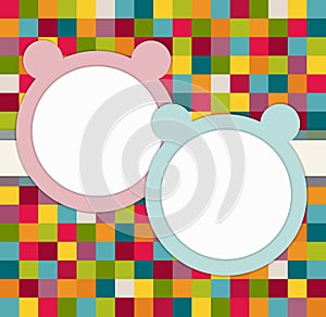 It`s Twins Baby Shower Invitation Card With Blue And Pink Bears