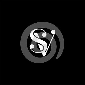 S V letter logo abstract design on black color background.