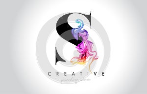 S Vibrant Creative Leter Logo Design with Colorful Smoke Ink Flo