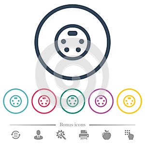 S-video connector flat color icons in round outlines