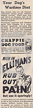 Vintage advert for Chappie Dog Food and Elliman`s Cream 1940s
