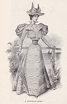 1896 The Illustrated London News Advertisment of a Lady`s Goodwood Gown.