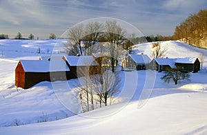 S. Woodstock farm at sunrise in winter snow, VT photo