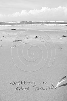 It's written in the sand on an irish beach