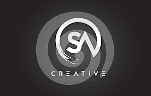 SA Circular Letter Logo with Circle Brush Design and Black Background. photo