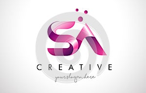 SA Letter Logo Design with Purple Colors and Dots photo