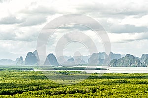 Sa-met-nang-shee view point.The most famous view point to see Andaman sea , mountain and forest in Phang Nga province,Thailand