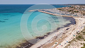 Sa Rapita, Mallorca Spain. Aerial landscape of the beach and turquoise sea