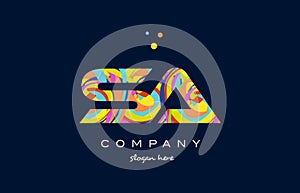 sa s a colorful alphabet letter logo icon template vector