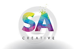 SA S A Colorful Letter Origami Triangles Design Vector.