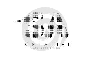 SA S A Letter Logo with Black Dots and Trails.