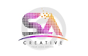 SA S A Letter Logo Design with Magenta Dots and Swoosh