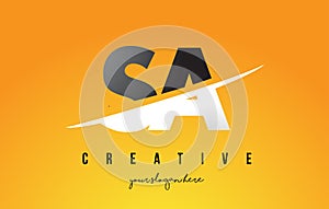 SA S A Letter Modern Logo Design with Yellow Background and Swoosh.