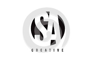 SA S A White Letter Logo Design with Circle Background.