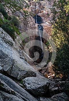 Sardinia. Villacidro. Sa Spendula waterfall. Small leap of water between the Iglesiente mountains photo