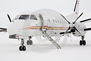 Saab 340 turbopropeller airplane in the Arctic