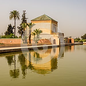 Saadian garden pavilion of the Menara gardens in Marrakesh ,Morocco