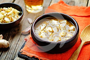 Saag Paneer in a bowl on a wood background