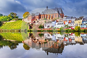 Saarburg, Germany - Old town and Saar River reflection