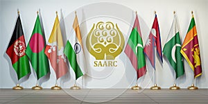 SAARC. Flags of memebers of South Asian Association for Regional photo