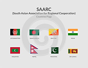 SAARC - South Asian Association for Regional Cooperation - Countries Rectangle flag icon