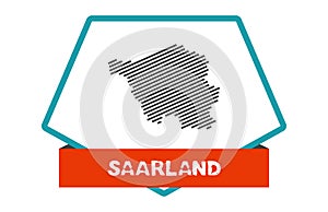 Saarland map on blue red button photo