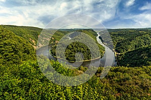 Saarschleife river Saar loop in Mettlach, Saarland, Germany photo