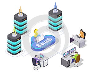 SAAS 3d vector software as service concept