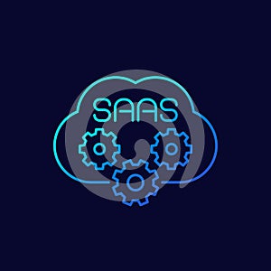 Saas icon with cloud, line vector design