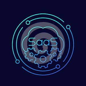 Saas icon, Software as a service line icon, vector