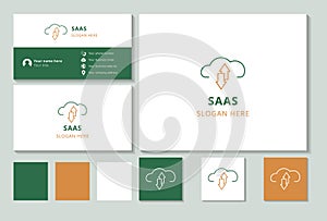 Saas logo brand business card. Branding book from business management icons collection. Creative Saas logo